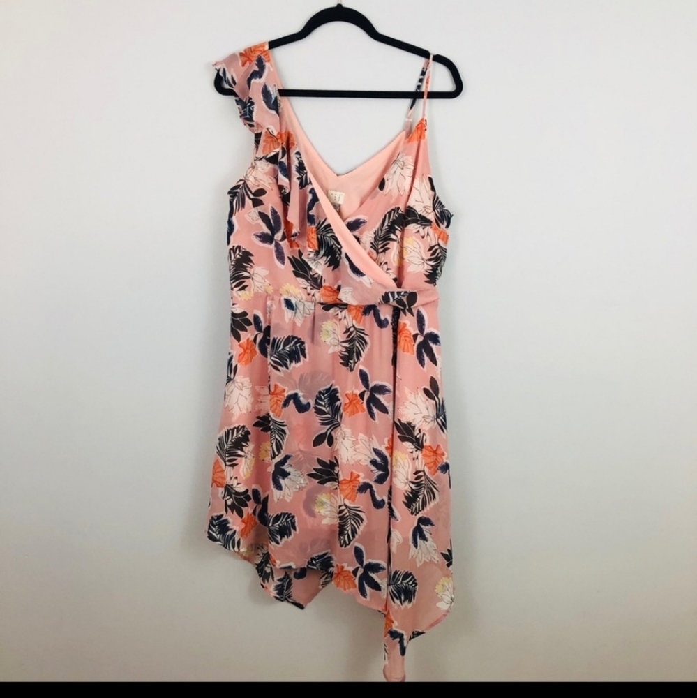 A New Day | Pink Floral Ruffle Shoulder Dress - Picture 3 of 4